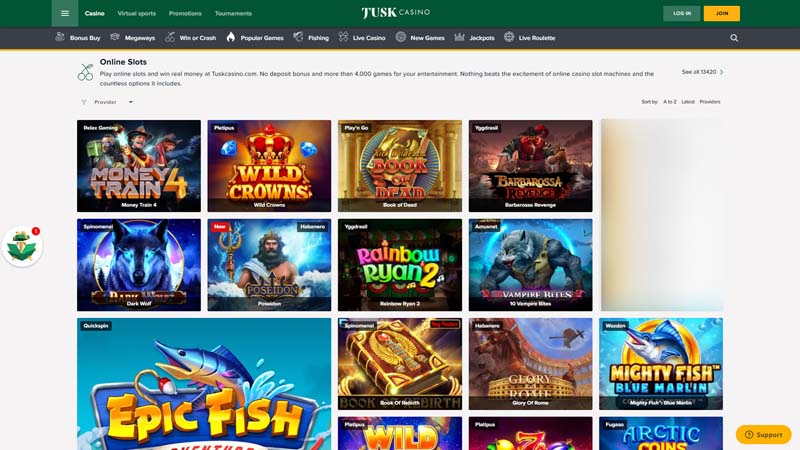 tusk-casino slots screenshot