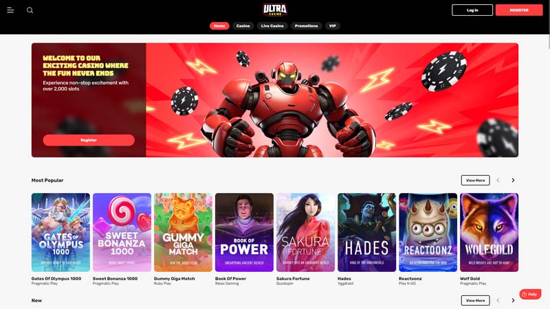 ultracasino lobby screenshot