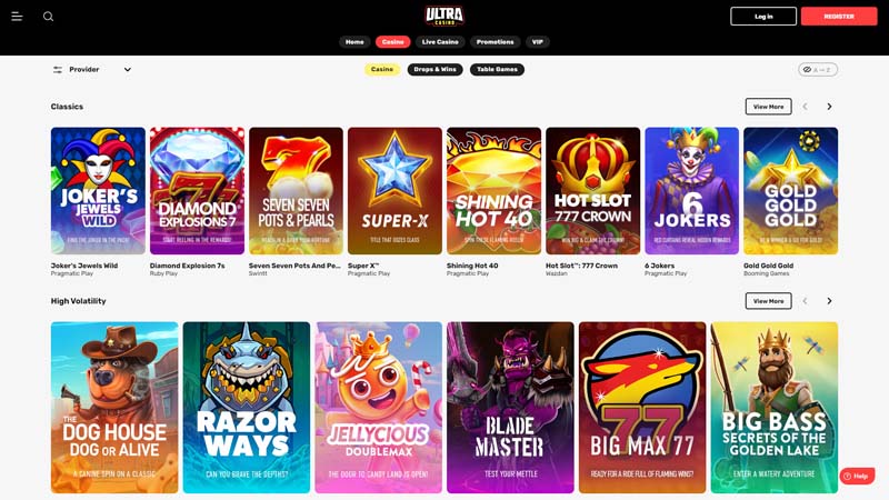 ultracasino slots screenshot