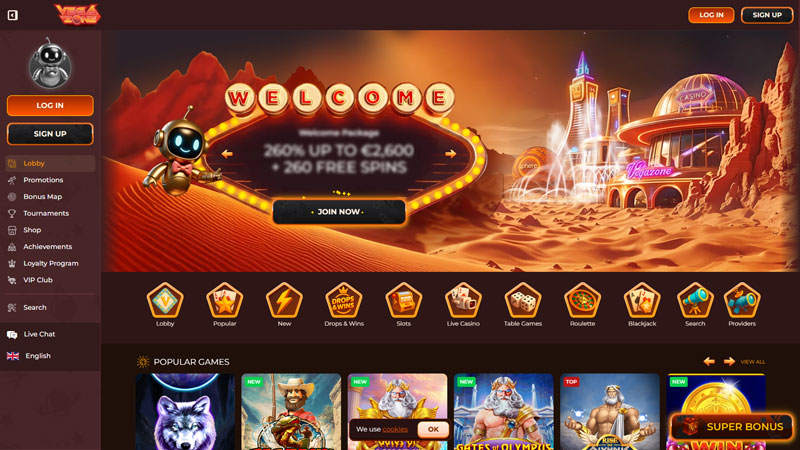 vegazone lobby screenshot