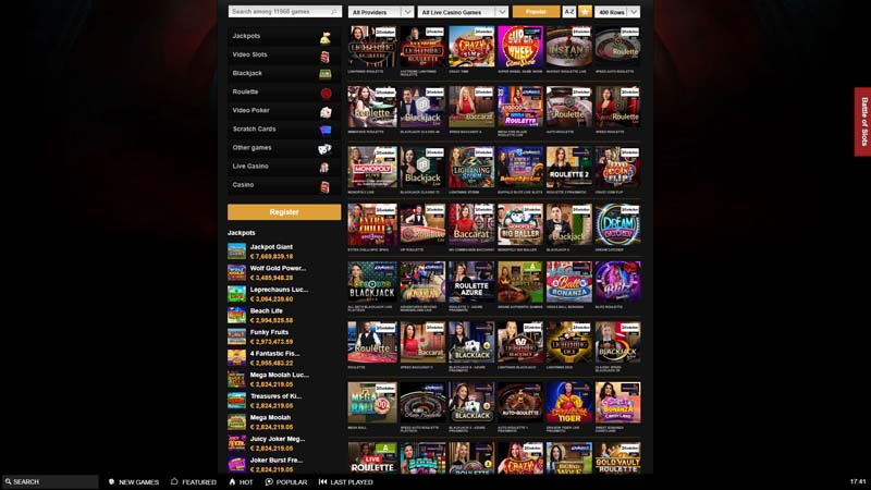 videoslots-casino live screenshot