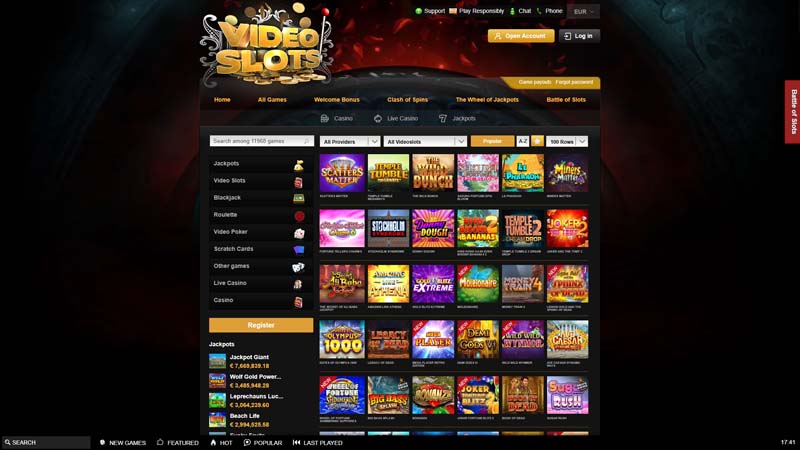 videoslots-casino slots screenshot