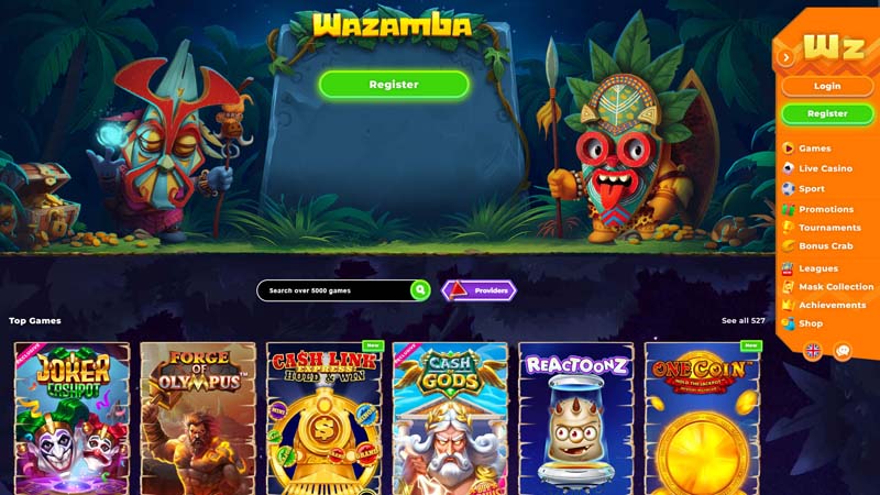 wazamba-casino lobby screenshot