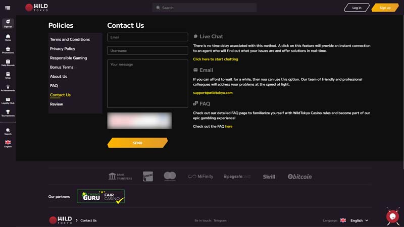 wild-tokyo support screenshot