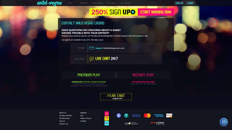 wild-vegas-casino support screenshot