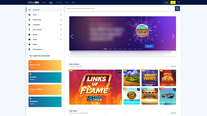 william-hill-casino lobby screenshot