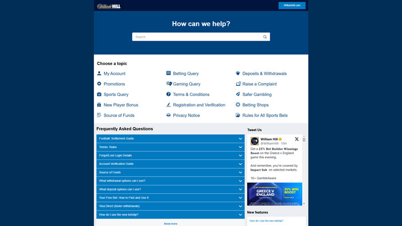 william-hill-casino support screenshot