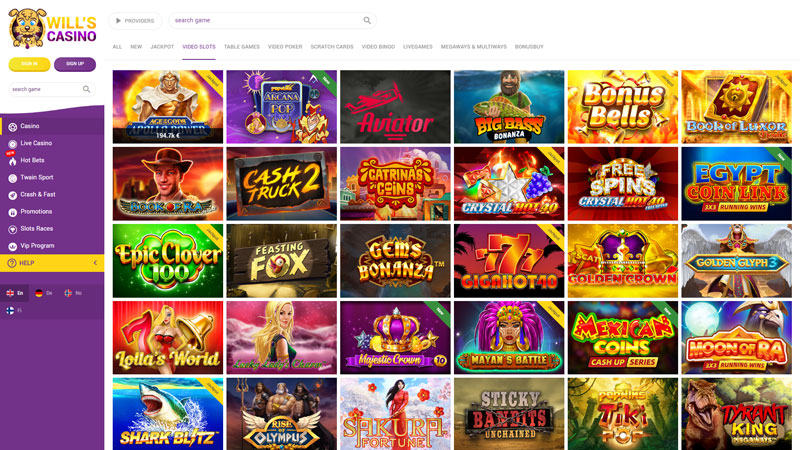 wills-casino slots screenshot