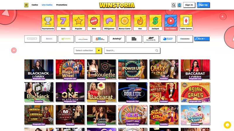 winstoria live screenshot