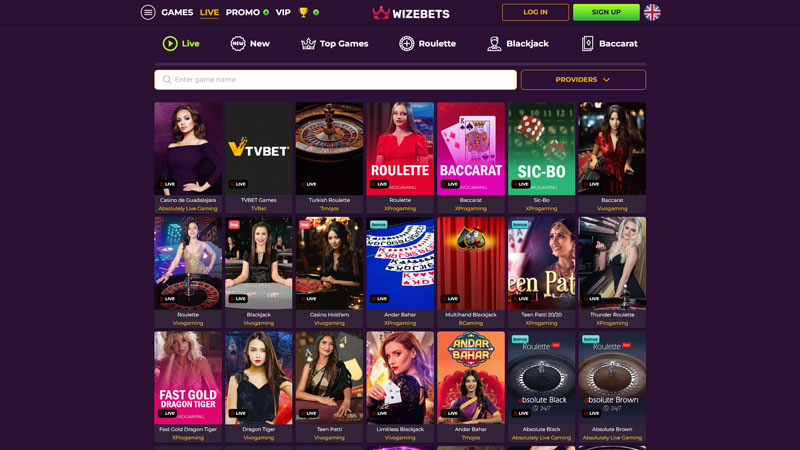 wizebets live screenshot