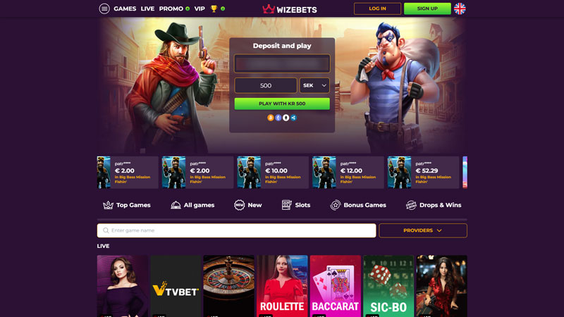 wizebets lobby screenshot