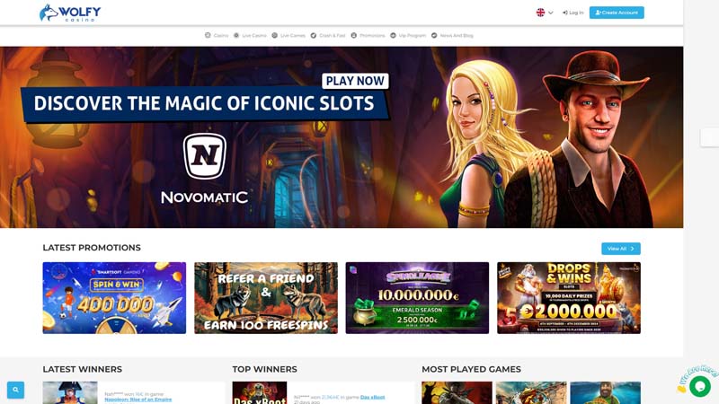 wolfy-casino lobby screenshot