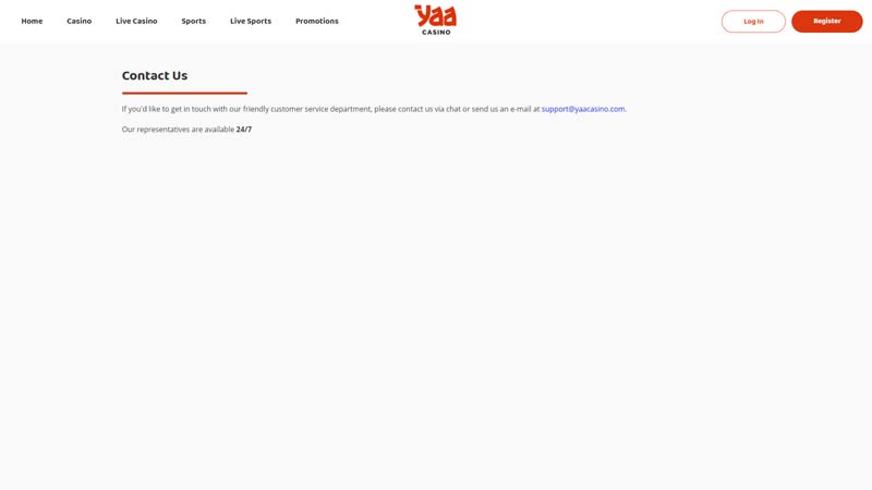yaa-casino support screenshot