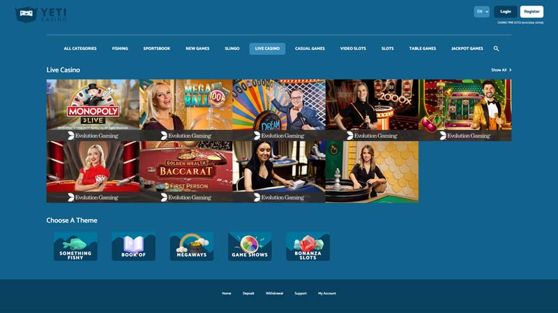 yeti-casino live screenshot