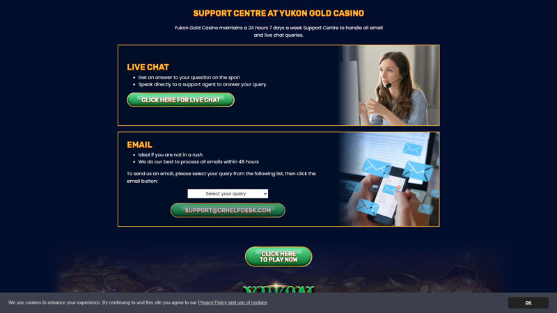 yukon-gold-casino support screenshot