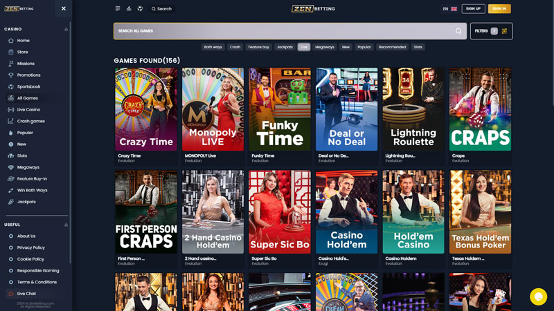 zenbetting live screenshot